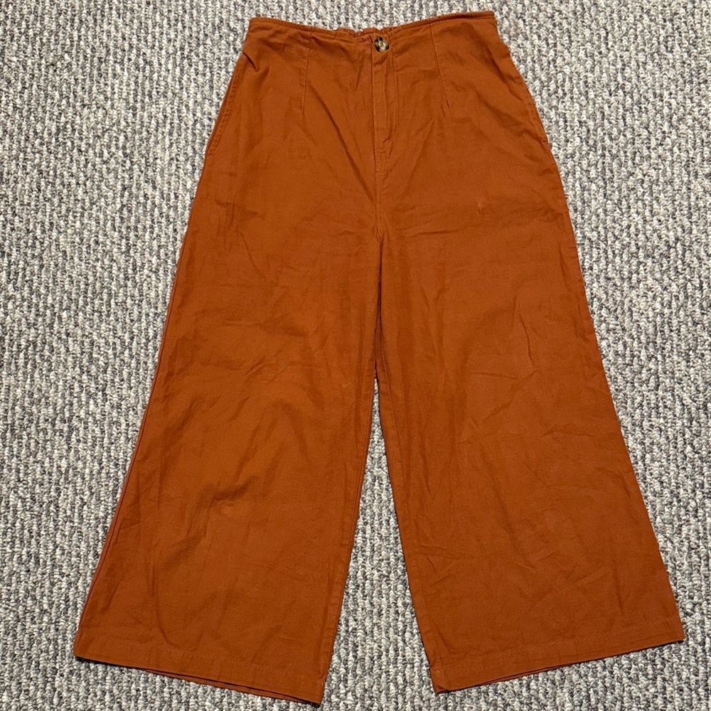 good luck gem rust brick cropped wide leg pants - Picture 2 of 9